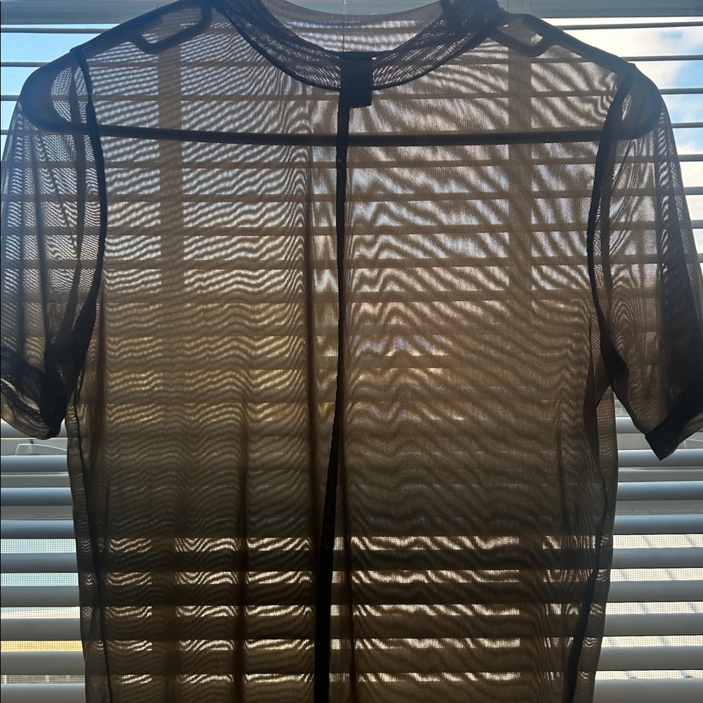 Women’s Sheer Brown Short Sleeve Shirt